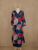 Navy Blue Floral Printed Cotton Palazzo Suit