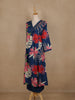 Navy Blue Floral Printed Cotton Palazzo Suit