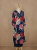 Navy Blue Floral Printed Cotton Palazzo Suit