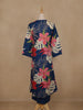 Navy Blue Floral Printed Cotton Palazzo Suit