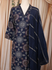 Navy Blue Floral Printed Cotton Salwar Suit
