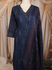 Navy Blue Floral Printed Cotton Salwar Suit with Dupatta