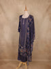 Navy Blue Floral Printed Cotton Salwar Suit with Dupatta