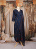 Navy Blue Floral Printed Cotton Salwar Suit with Dupatta