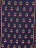 Navy Blue Floral Printed Cotton Salwar Suit with Dupatta
