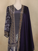 Navy Blue Floral Printed Crepe Salwar Suit with Dupatta