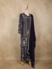 Navy Blue Floral Printed Crepe Salwar Suit with Dupatta