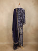 Navy Blue Floral Printed Crepe Salwar Suit with Dupatta