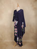Navy Blue Floral Printed Crepe Silk Salwar Suit with Dupatta