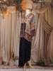 Navy Blue Floral Printed Crepe Silk Skirt Top