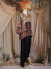 Navy Blue Floral Printed Crepe Silk Skirt Top
