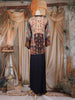 Navy Blue Floral Printed Crepe Silk Skirt Top