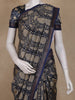 Navy Blue Floral Printed Design Chanderi Cotton Saree with Contrast Zari Border