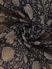 Navy Blue Floral Printed Design Chanderi Cotton Saree with Contrast Zari Border