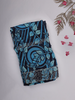 Navy Blue Floral Printed Design Chiffon Saree with Stone Embellished Border