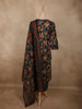 Navy Blue Floral Printed Design Cotton Salwar Suit with Dupatta