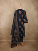 Navy Blue Floral Printed Design Cotton Salwar Suit with Dupatta