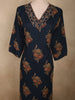 Navy Blue Floral Printed Design Cotton Salwar Suit with Dupatta