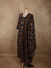 Navy Blue Floral Printed Design Cotton Salwar Suit with Dupatta