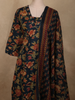 Navy Blue Floral Printed Design Cotton Salwar Suit with Dupatta