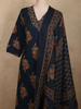 Navy Blue Floral Printed Design Cotton Salwar Suit with Dupatta
