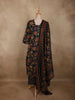 Navy Blue Floral Printed Design Cotton Salwar Suit with Dupatta