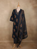 Navy Blue Floral Printed Design Cotton Salwar Suit with Dupatta