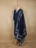 Navy Blue Floral Printed Design Cotton Straight Cut Salwar Suit with Dupatta