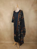 Navy Blue Floral Printed Design Cotton Straight Cut Salwar Suit with Dupatta