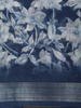 Navy Blue Floral Printed Design Linen Cotton Casual Wear Saree