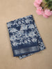 Navy Blue Floral Printed Design Linen Cotton Casual Wear Saree