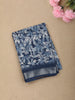 Navy Blue Floral Printed Design Linen Cotton Casual Wear Saree with Zari Border