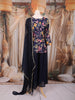 Navy Blue Floral Printed Design Peplum Palazzo Suit with Dupatta