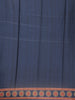 Navy Blue Floral Printed Design Tussar Saree with Contrast Border