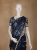 Navy Blue Floral Sequins Designed Net Saree