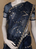 Navy Blue Floral Sequins Designed Net Saree