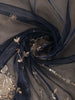 Navy Blue Floral Sequins Designed Net Saree