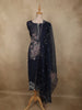 Navy Blue Floral Sequins Embroidered Design Georgette Unstitched Salwar Material with Dupatta