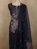 Navy Blue Floral Sequins Embroidered Design Georgette Unstitched Salwar Material with Dupatta