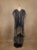 Navy Blue Floral Sequins Embroidered Net Gown