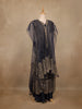 Navy Blue Floral Sequins Embroidered Net Gown