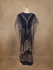 Navy Blue Floral Sequins Embroidered Net Gown