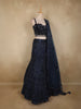 Navy Blue Floral Sequins and Beads Embroidered Design Net Mermaid Lehenga With Dupatta