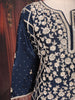 Navy Blue Floral Sequins and Thread Embroidered Design Tussar Silk Lehenga with Dupatta