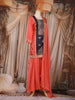 Navy Blue Floral Thread Embroidered Design Tissue Palazzo Suit with Dupatta