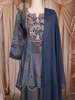 Navy Blue Floral Thread Embroidered Design Tissue Peplum Palazzo Suit
