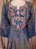 Navy Blue Floral Thread Embroidered Design Tissue Peplum Palazzo Suit
