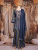 Navy Blue Floral Thread Embroidered Design Tissue Peplum Palazzo Suit
