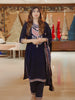 Navy Blue Floral Thread Embroidery Velvet Salwar Suit