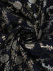 Navy Blue Floral Woven Banarasi Silk Saree With Silver Zari Border